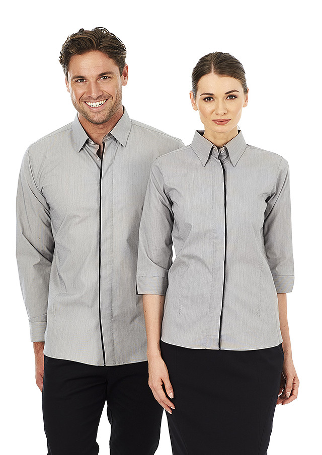 Men’s Stella Long Sleeve Shirt Black/White - Image 2