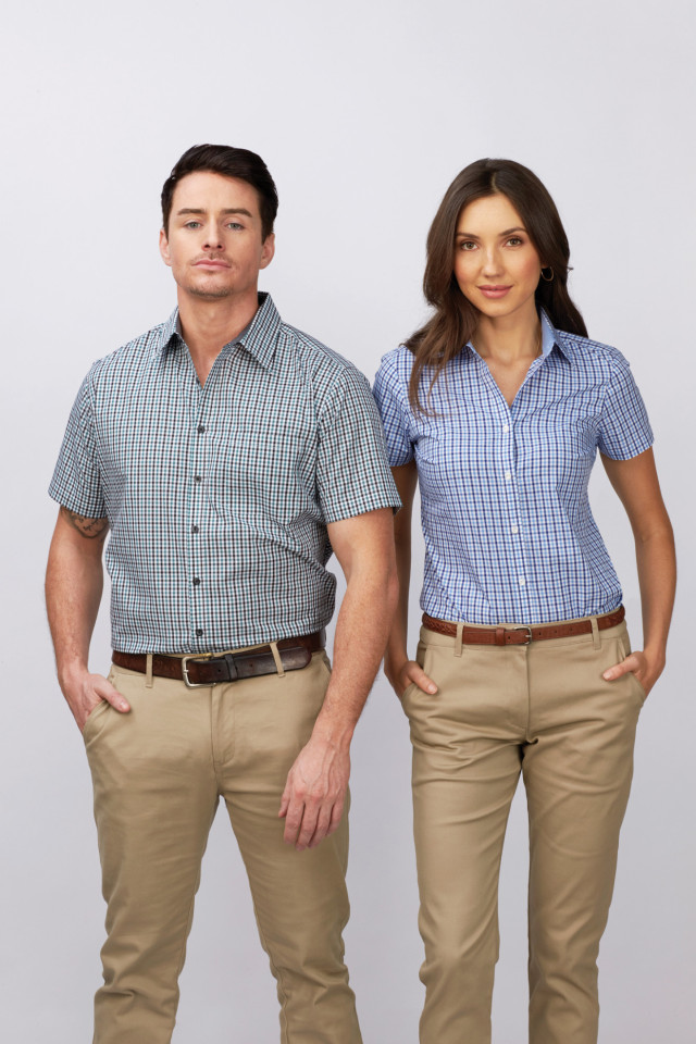 Women’s Hudson Short Sleeve Shirt Taupe/Black/White - Image 2
