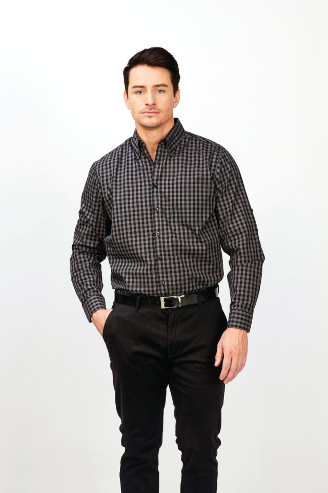 Men’s Barrett Long Sleeve Shirt Royal/Black - Image 2