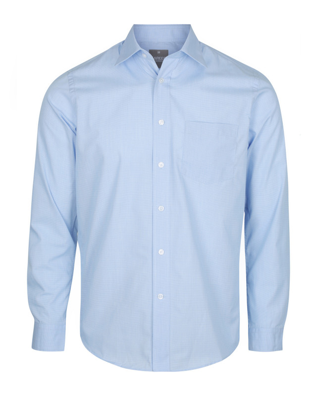 Mens Windsor Puppy Tooth Long Sleeve Shirt Sky