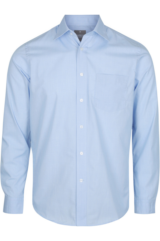 Mens Windsor Puppy Tooth Long Sleeve Shirt Sky