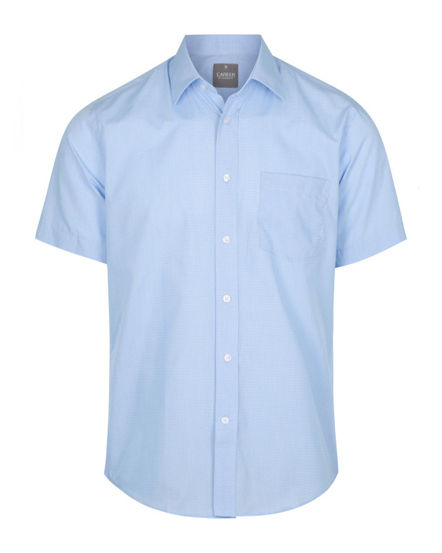 Mens Windsor Puppy Tooth Short Sleeve Shirt Sky