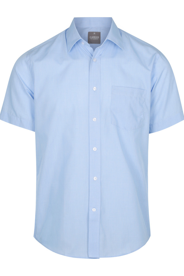 Mens Windsor Puppy Tooth Short Sleeve Shirt Sky