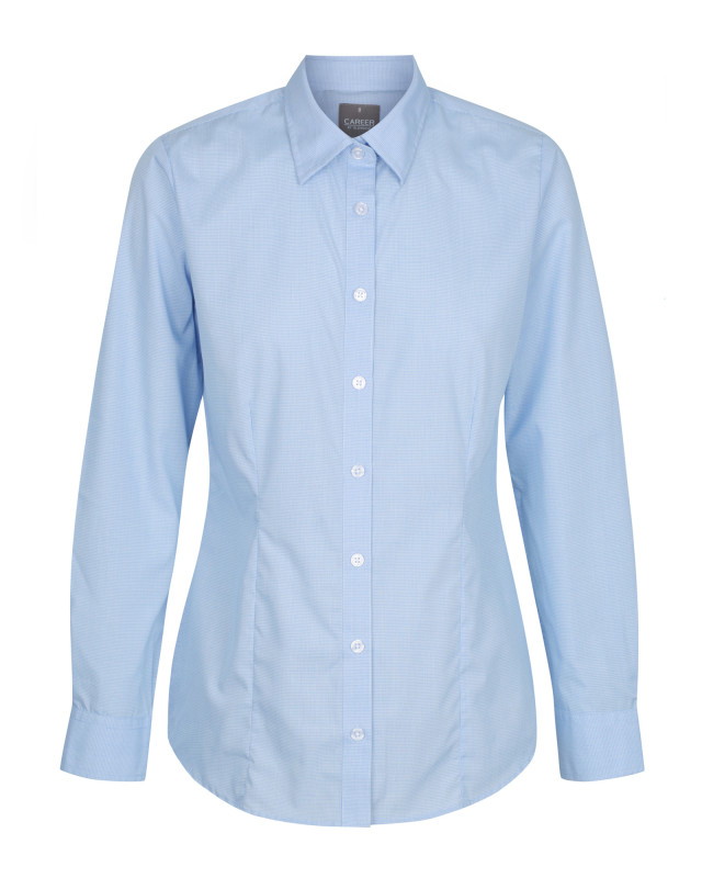 Womens Windsor Puppy Tooth Long Sleeve Shirt Sky