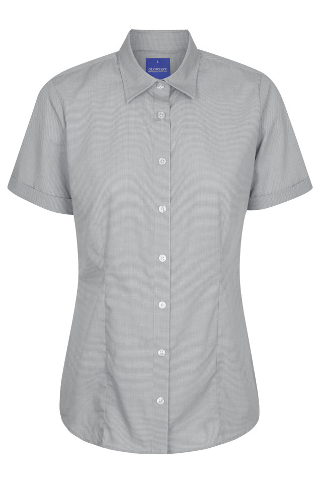 Womens Windsor Puppy Tooth Short Sleeve Shirt Black