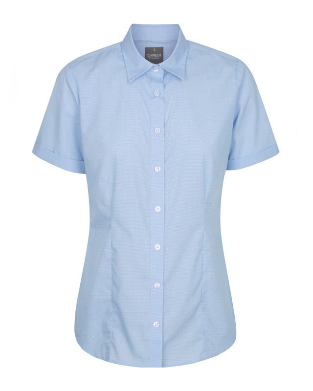 Womens Windsor Puppy Tooth Short Sleeve Shirt Sky