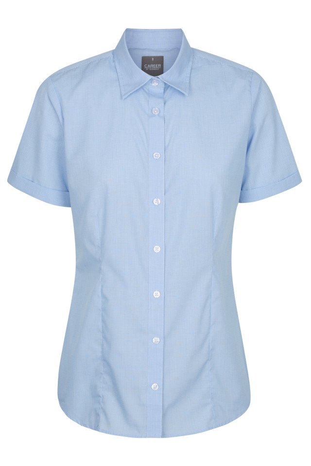 Womens Windsor Puppy Tooth Short Sleeve Shirt Sky