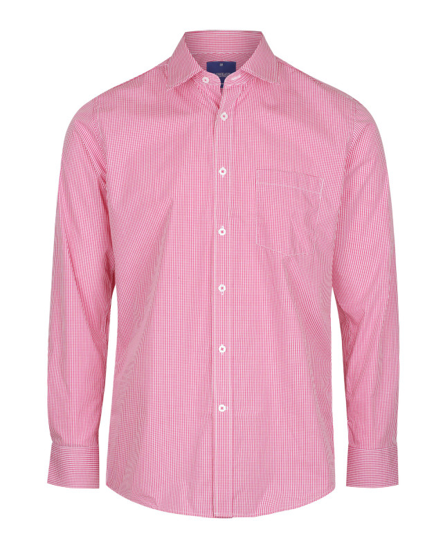 Mens Westgarth Gingham Long Sleeve Shirt Crimson