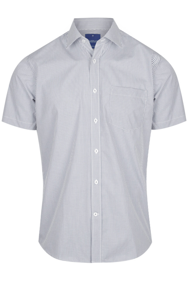 Mens Westgarth Gingham Short Sleeve Shirt Grey