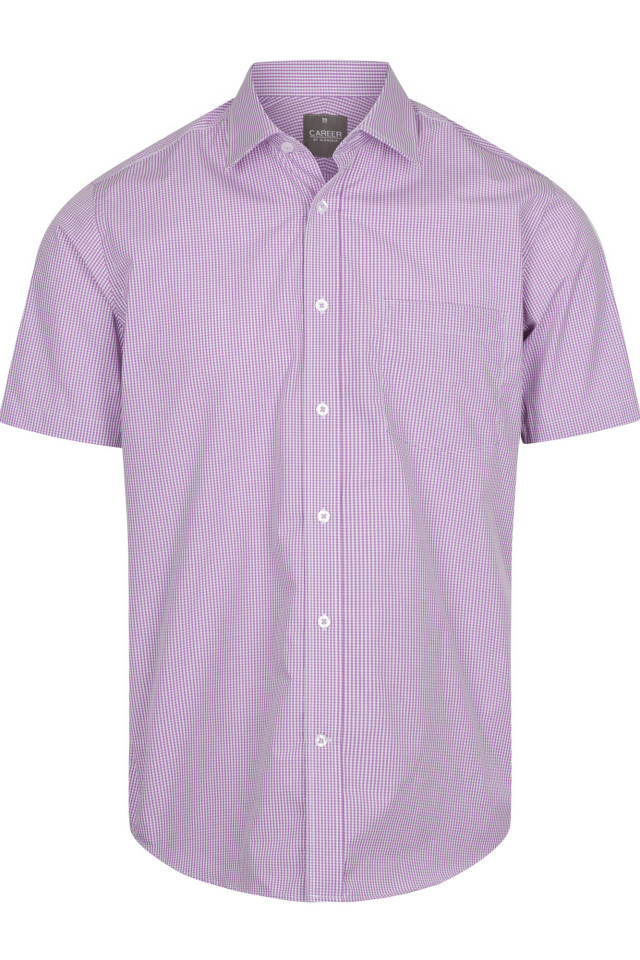 Mens Westgarth Gingham Short Sleeve Shirt Lilac