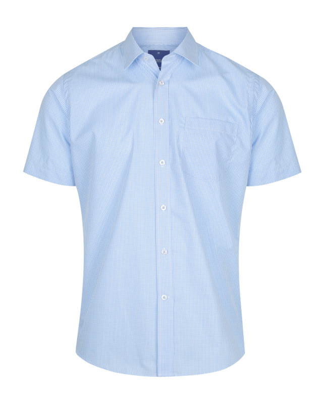Mens Westgarth Gingham Short Sleeve Shirt Sky