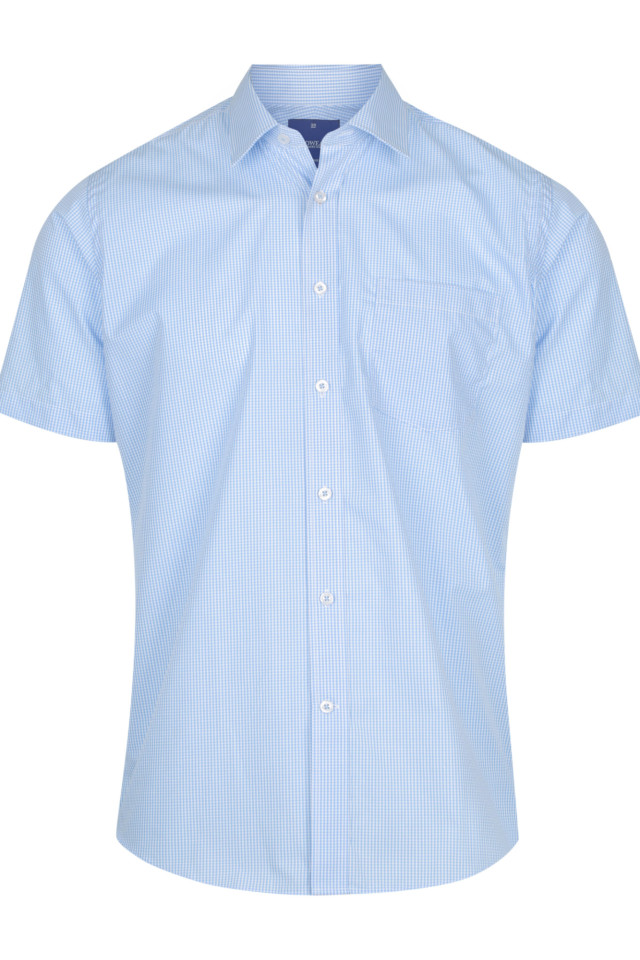 Mens Westgarth Gingham Short Sleeve Shirt Sky