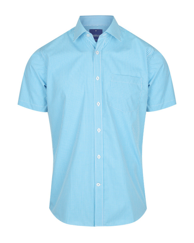 Mens Westgarth Gingham Short Sleeve Shirt Teal