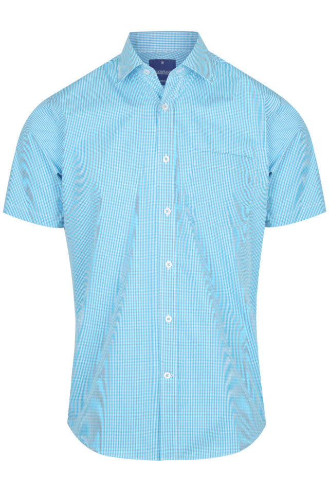 Mens Westgarth Gingham Short Sleeve Shirt Teal
