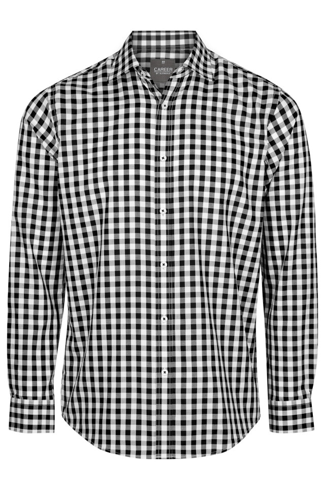 Mens Degraves Royal Oxford Long Sleeve Shirt Black