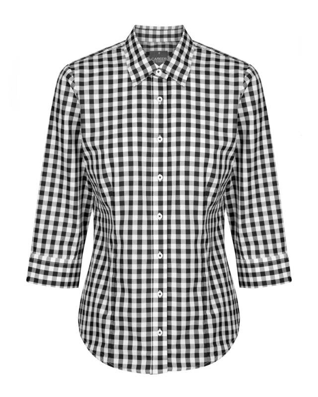 Womens Degraves Royal Oxford 3/4 Sleeve Shirt Black