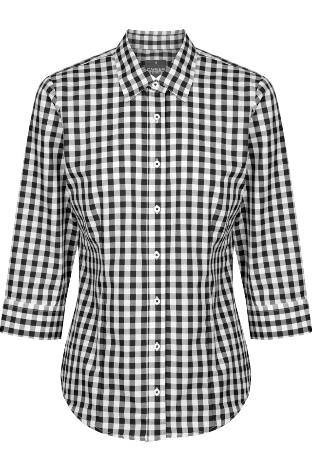 Womens Degraves Royal Oxford 3/4 Sleeve Shirt Black