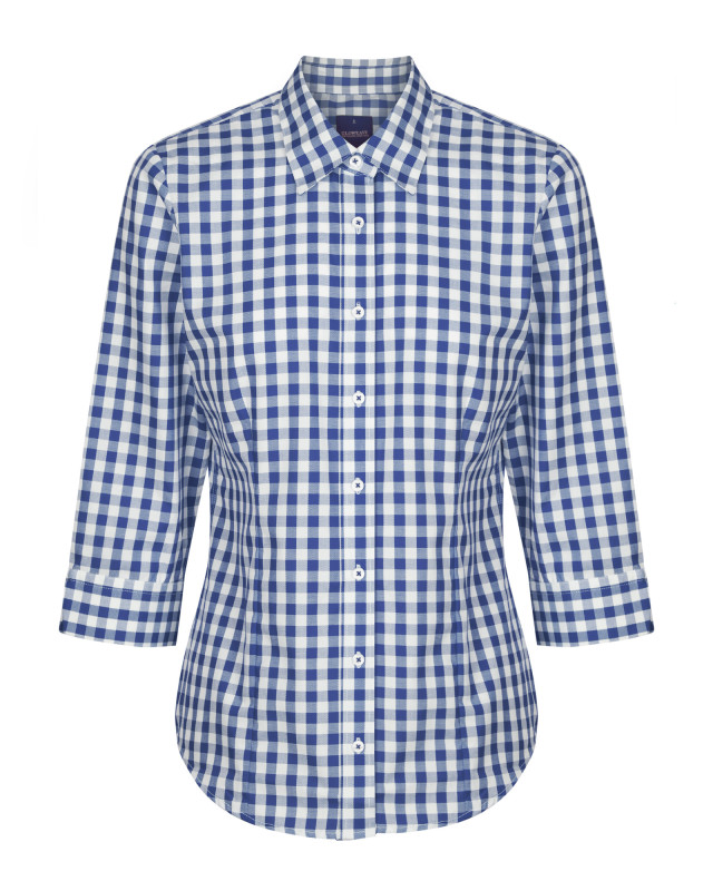 Womens Degraves Royal Oxford 3/4 Sleeve Shirt Navy