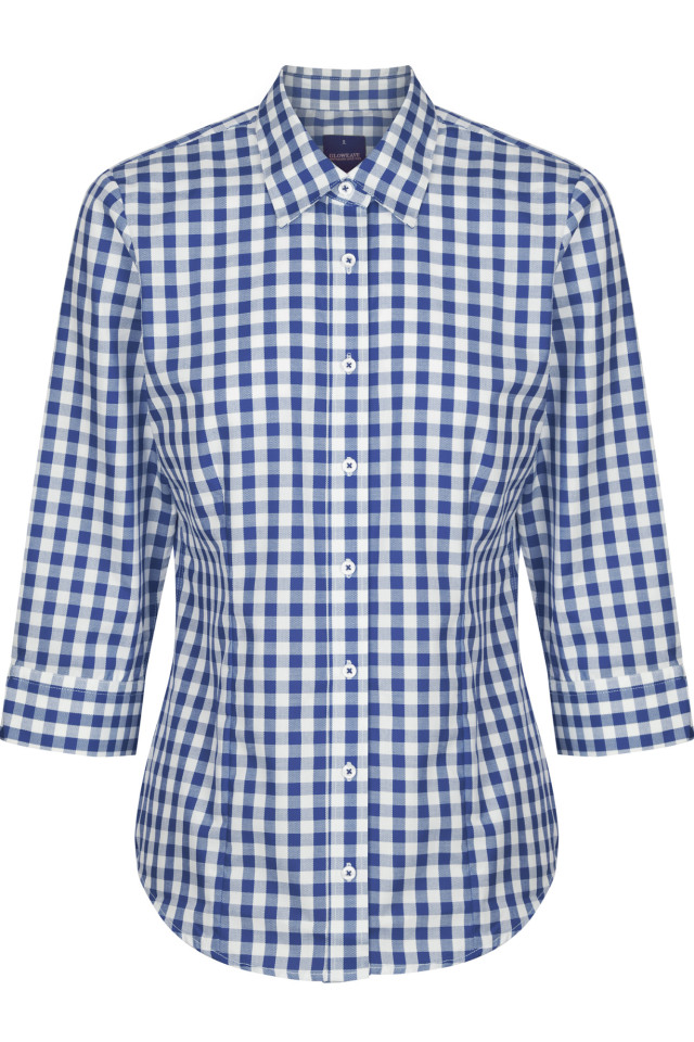 Womens Degraves Royal Oxford 3/4 Sleeve Shirt Navy