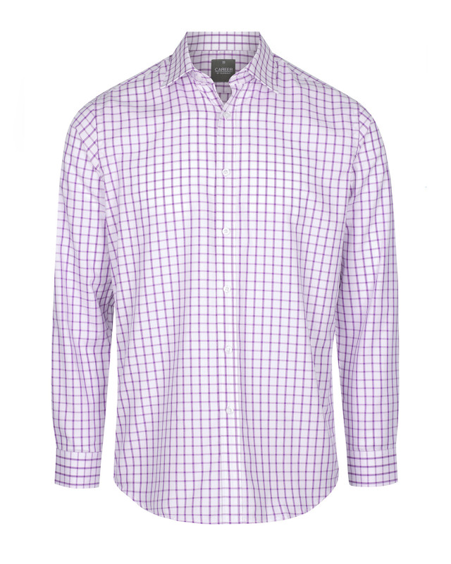 Mens Bourke Oxford Check Long Sleeve Shirt Lilac