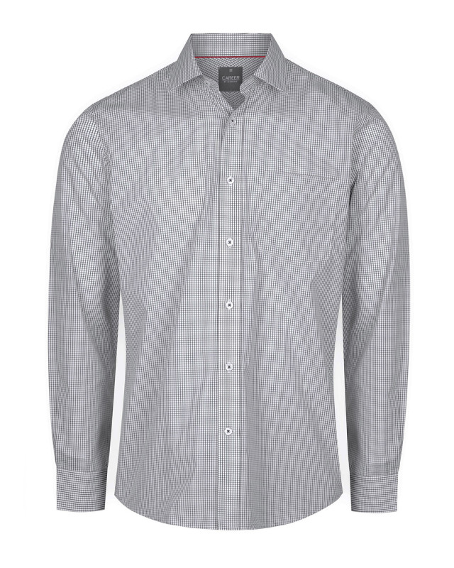 Mens Fawkner Micro Check Long Sleeve Shirt Black