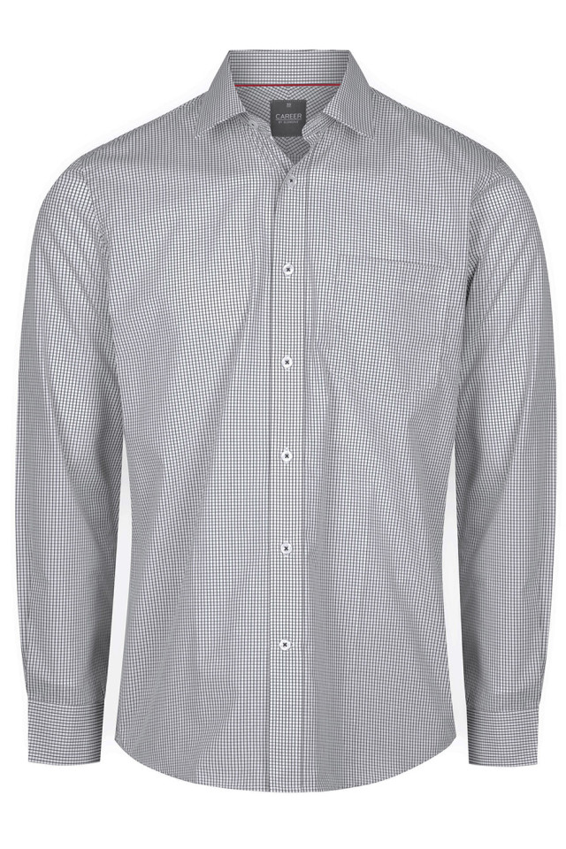Mens Fawkner Micro Check Long Sleeve Shirt Black