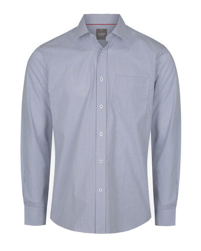 Mens Fawkner Micro Check Long Sleeve Shirt Navy