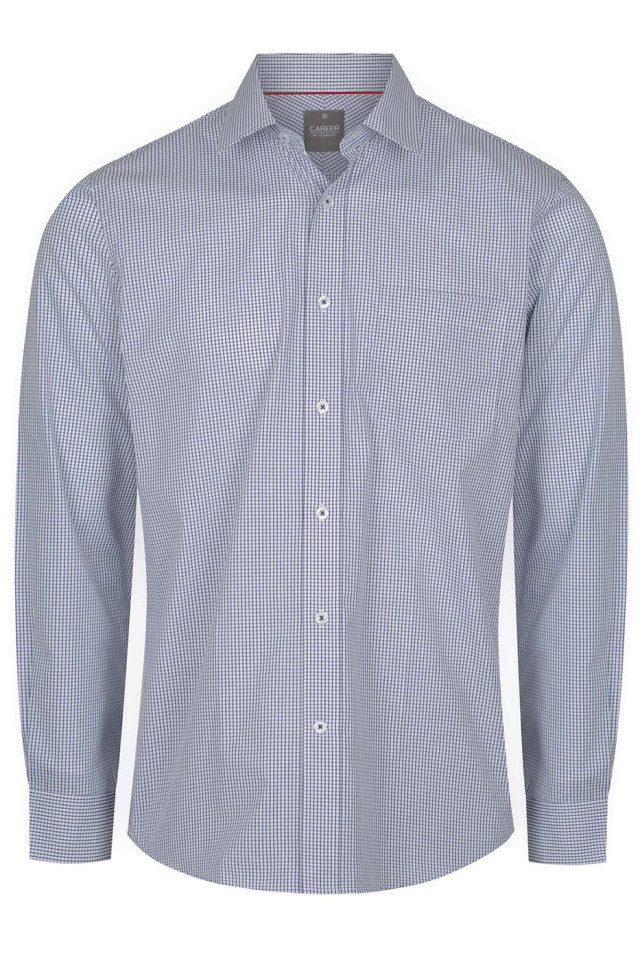 Mens Fawkner Micro Check Long Sleeve Shirt Navy