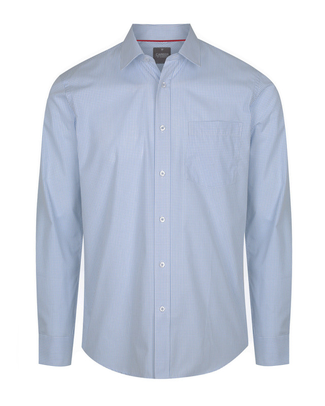 Mens Fawkner Micro Check Long Sleeve Shirt Sky