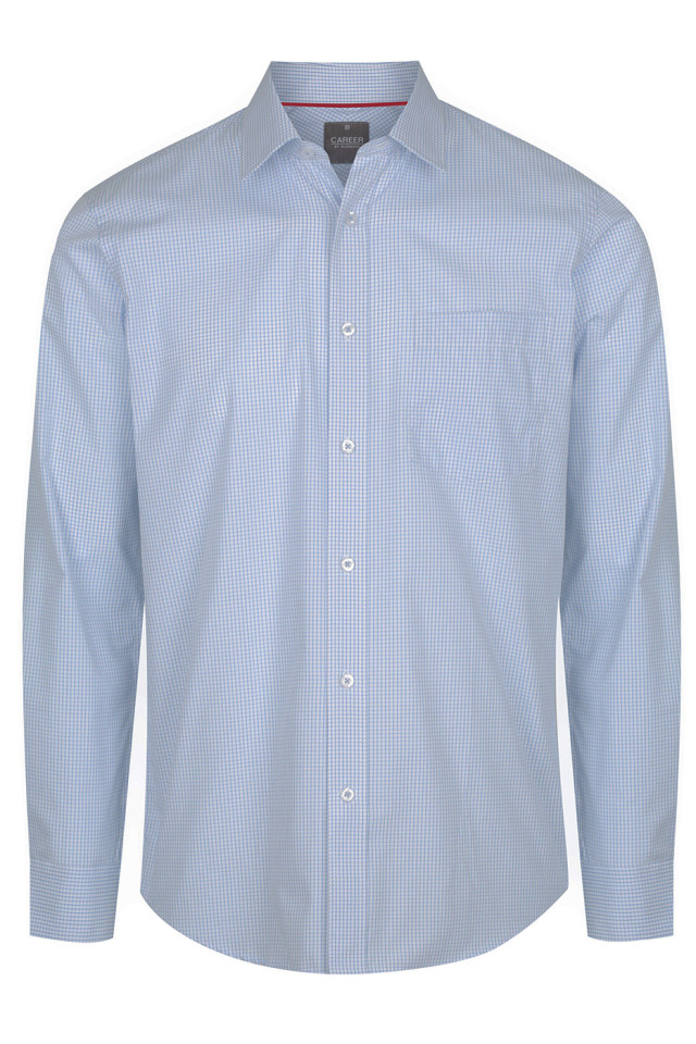Mens Fawkner Micro Check Long Sleeve Shirt Sky