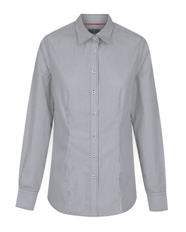 Womens Fawkner Micro Check Long Sleeve Shirt Black