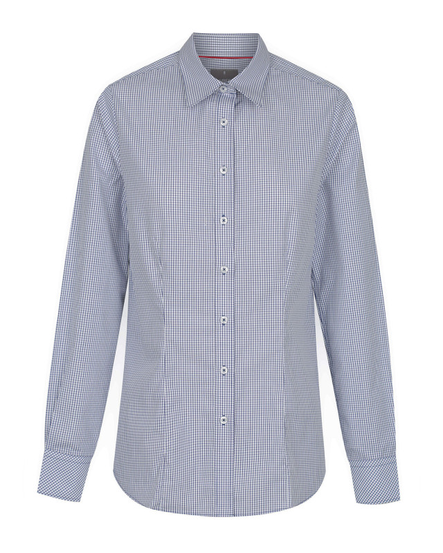 Womens Fawkner Micro Check Long Sleeve Shirt Navy