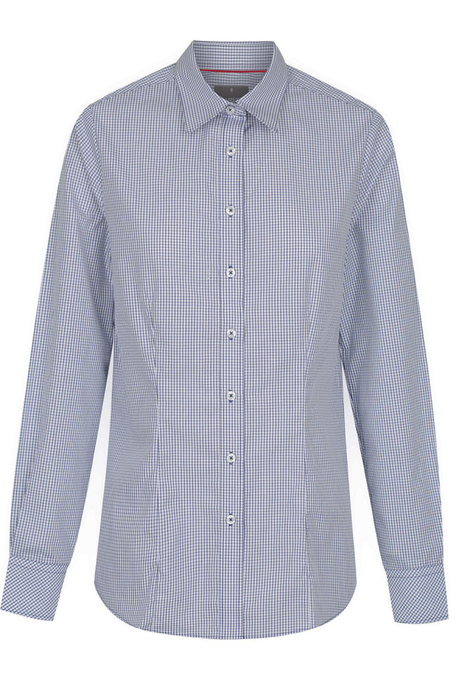 Womens Fawkner Micro Check Long Sleeve Shirt Navy