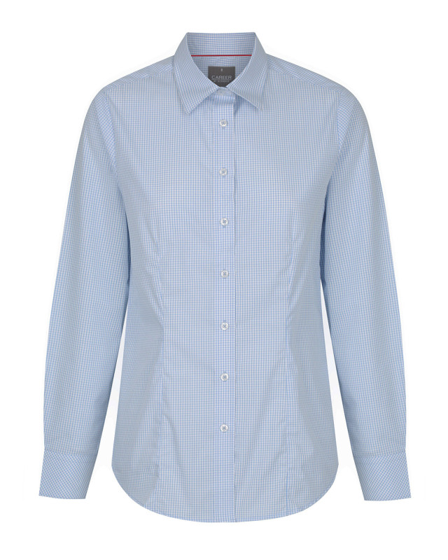 Womens Fawkner Micro Check Long Sleeve Shirt Sky