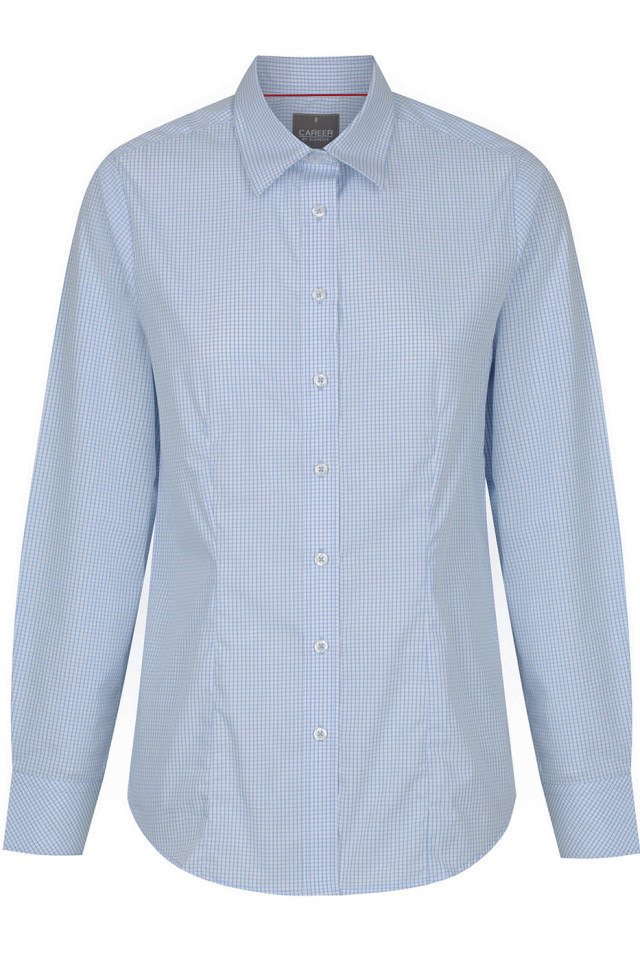 Womens Fawkner Micro Check Long Sleeve Shirt Sky