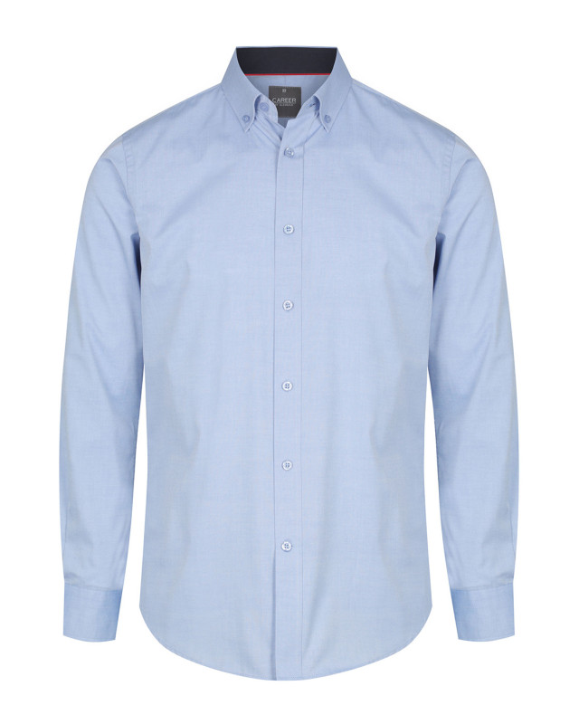 Mens Bradford Fine Oxford Long Sleeve Slim Fit Shirt Blue