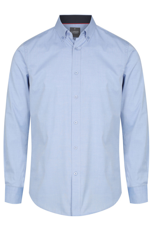 Mens Bradford Fine Oxford Long Sleeve Slim Fit Shirt Blue