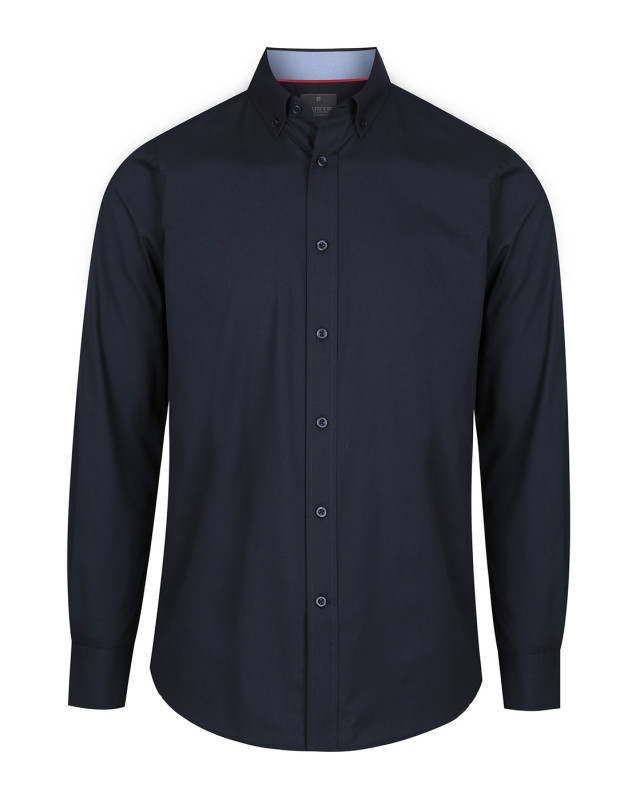 Mens Bradford Fine Oxford Long Sleeve Slim Fit Shirt Navy