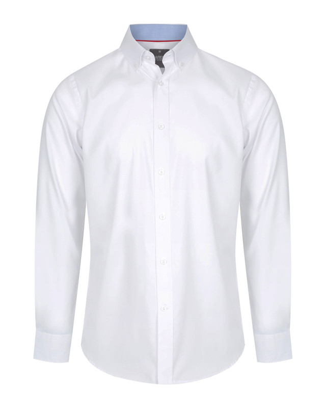 Mens Bradford Fine Oxford Long Sleeve Slim Fit Shirt White