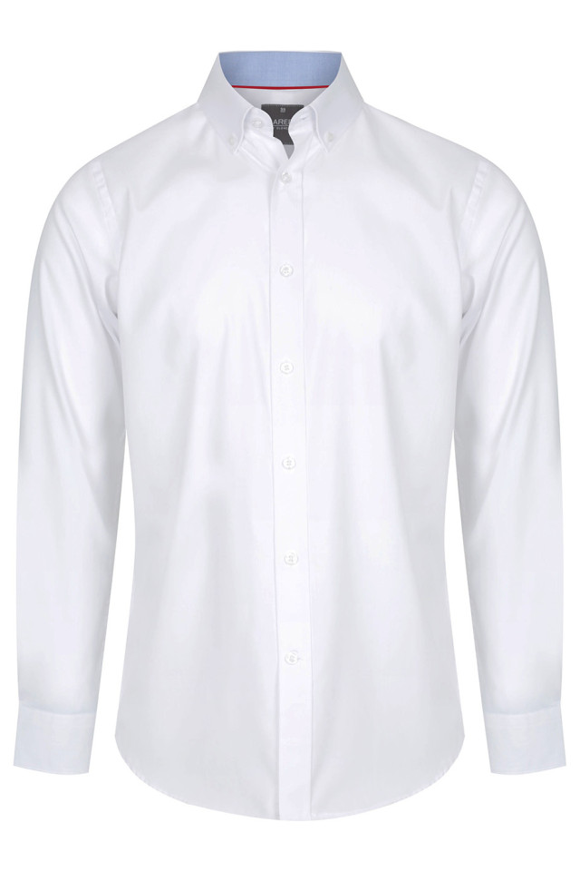 Mens Bradford Fine Oxford Long Sleeve Slim Fit Shirt White