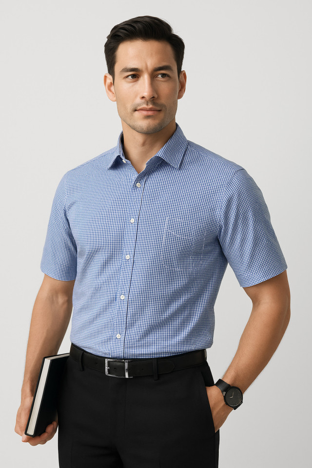 Mens Newport Short Sleeve Shirt French Navy - Image 2