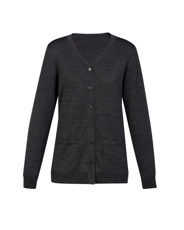 Womens Button Front Knit Cardigan Charcoal