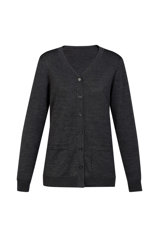 Womens Button Front Knit Cardigan Charcoal