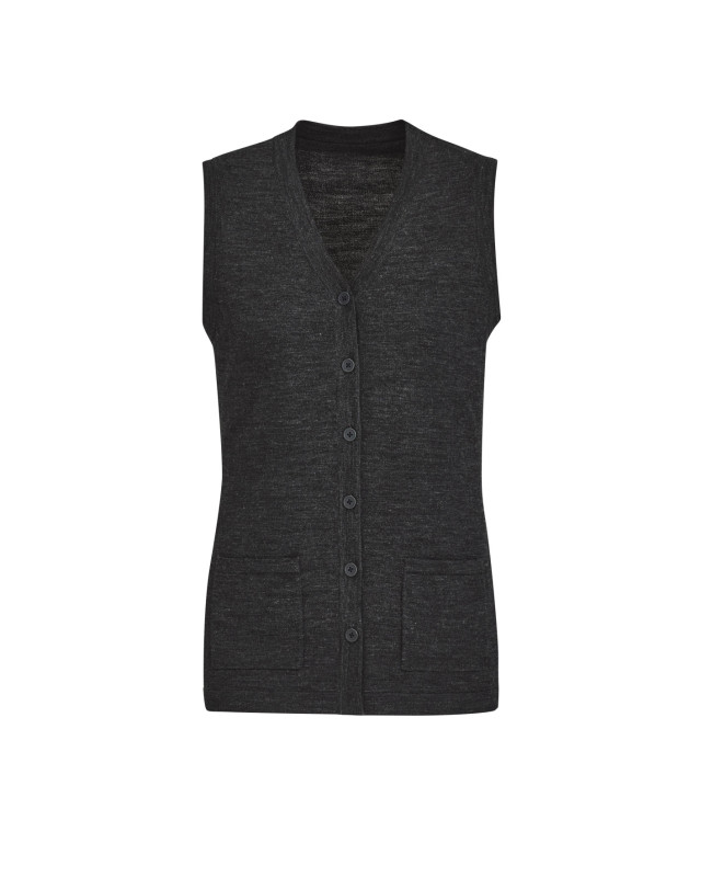 Womens Button Front Knit Vest Charcoal