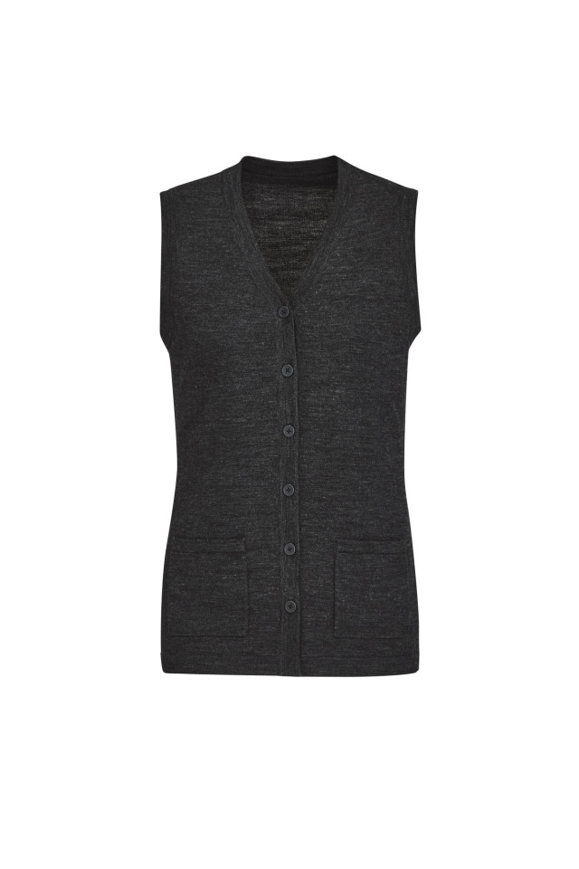 Womens Button Front Knit Vest Charcoal