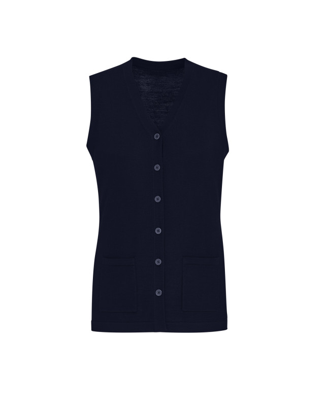 Womens Button Front Knit Vest Navy