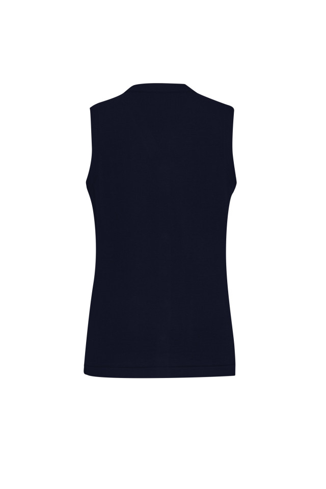 Womens Button Front Knit Vest Navy - Image 3