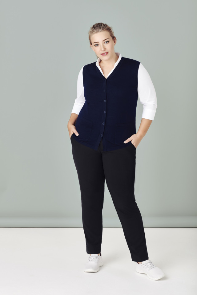 Womens Button Front Knit Vest Charcoal - Image 2