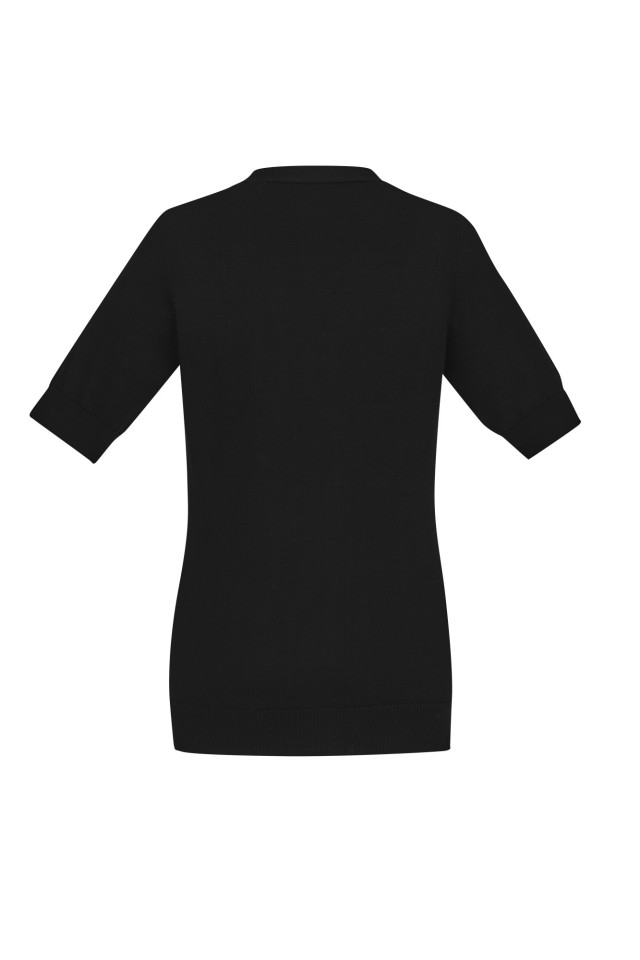 Womens Zip Front Short Sleeve Knit Cardigan Black - Image 3