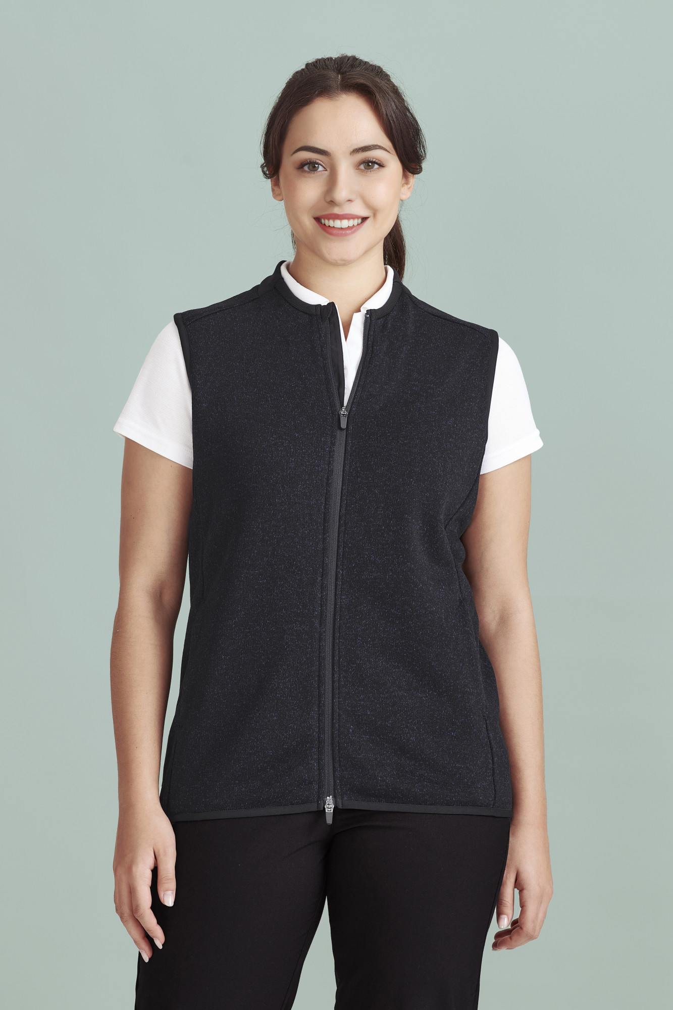 Womens Nova Zip Front Vest Black Marley - Image 2